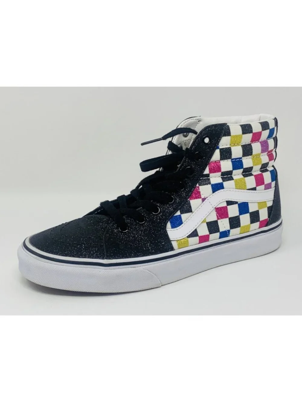 Vans Hi-Tops Checkered Glitter 8.5 Men’s 10 Women’s Skateboard Sneakers Shoes